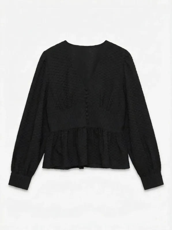 Vero Moda Vmaugusta Bluse med V-hals Sort