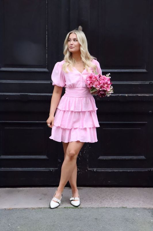 Vero Moda Vmlise  V-Hals Kort Kjole Rosa