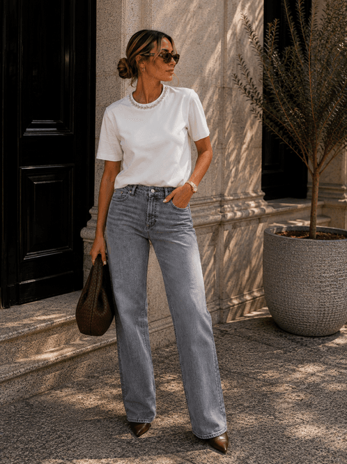 Hovedbilde Only Onlblush Midwaist Straight Jeans Grå 30