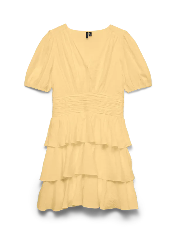 Vero Moda Vmlise  V-Hals Kort Kjole Gul