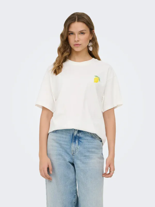 Only Onlelle Printed T-shirt White