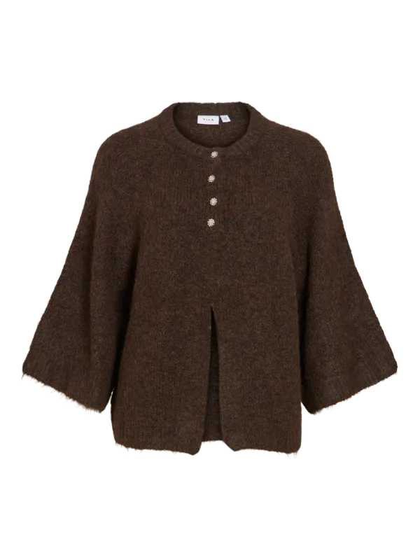 Vila Vibows Strikket Cardigan 3/4 Ermer Brun