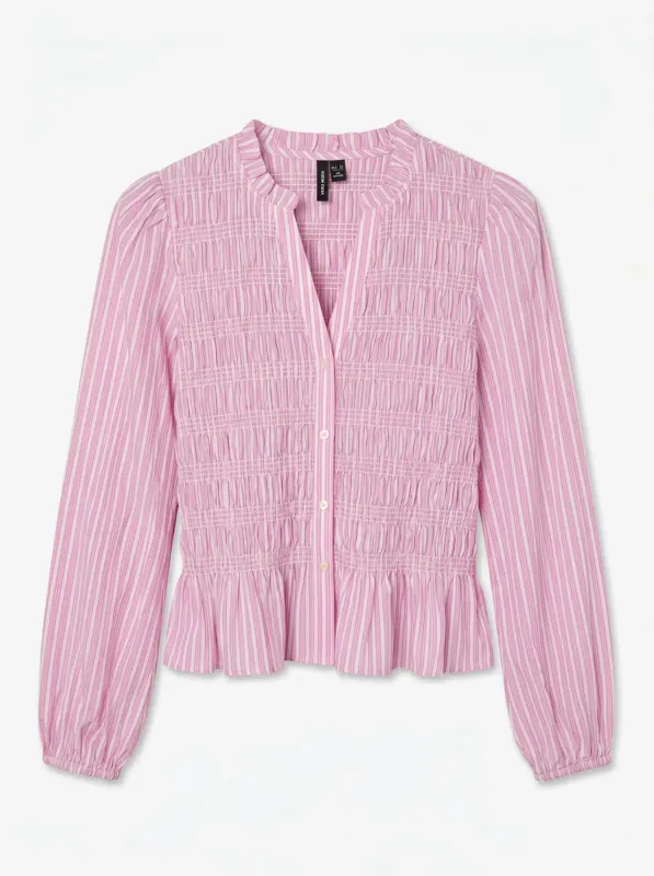 Vero Moda Vmemery Smock Topp Rosa Stripet