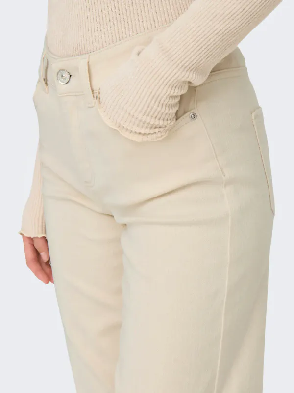 Only Onlblush Midwaist Straight Jeans 30 Ecru