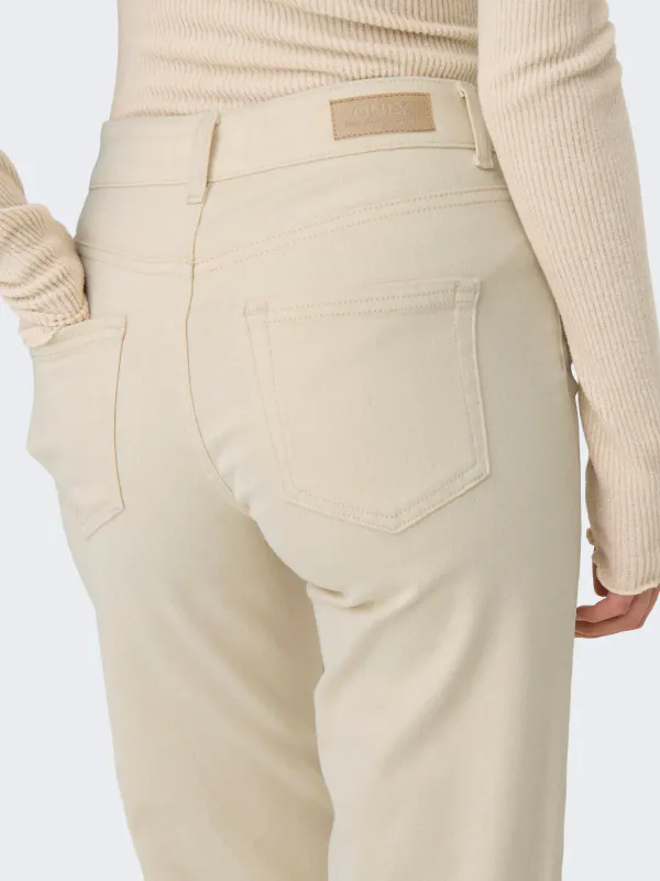 Only Onlblush Midwaist Straight Jeans 30 Ecru