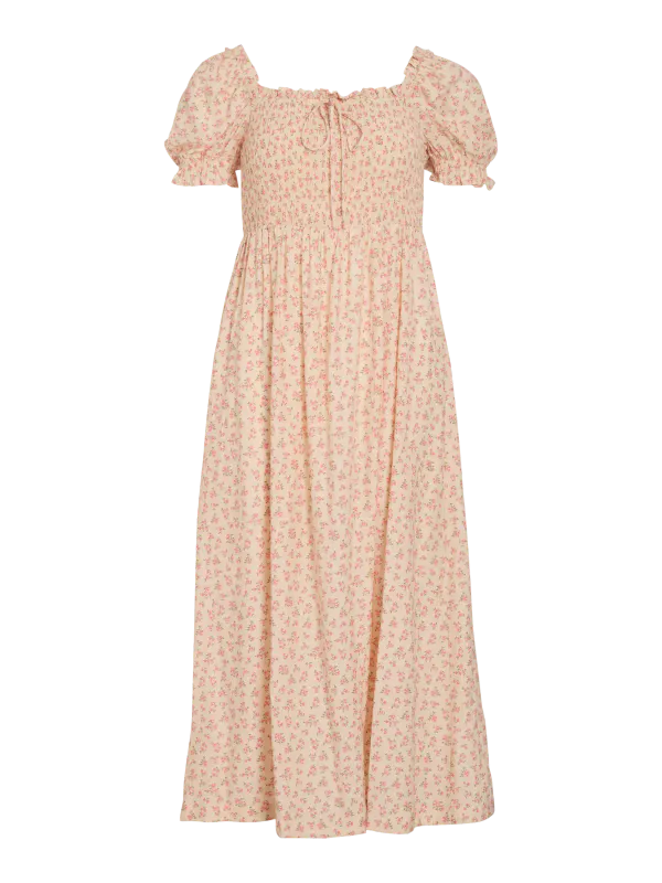 Vila Vistepa Midi Kjole Småblomster Rosa