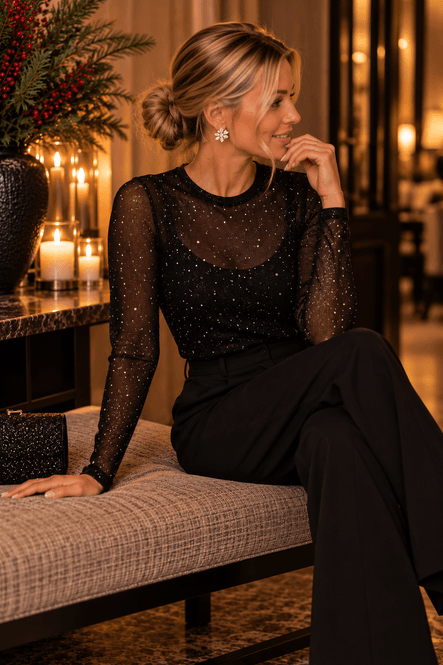 Hovedbilde Freequent Fqisso Glittertopp Svart