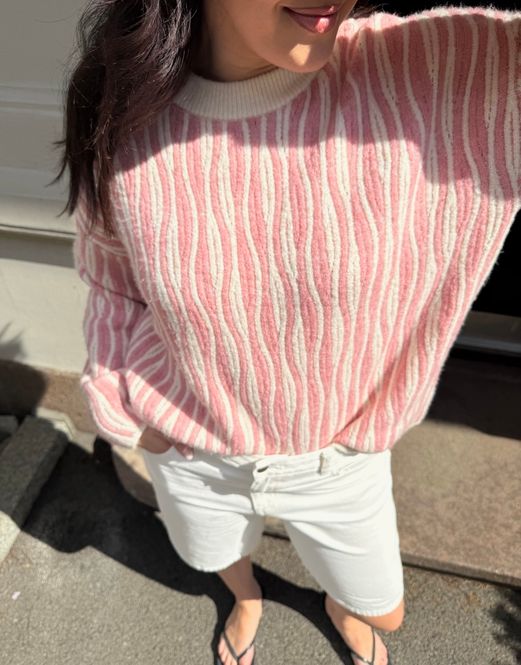 Hovedbilde Vero Moda Vmjosie Strikkegenser Rosa & Hvit ...