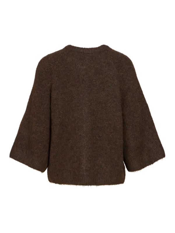 Vila Vibows Strikket Cardigan 3/4 Ermer Brun