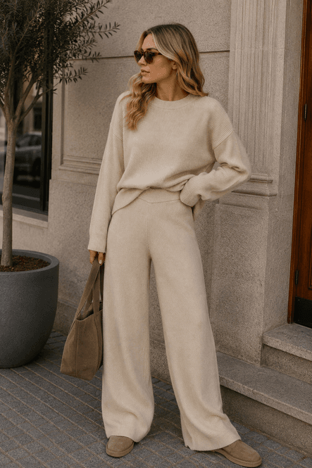 Hovedbilde Vero Moda Vmgold Lux Rib Bukse Creme