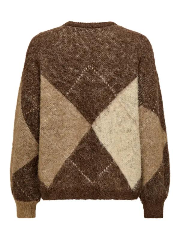 Only Onlnoeme Argyle Ull Strikkegenser Brun/Beige