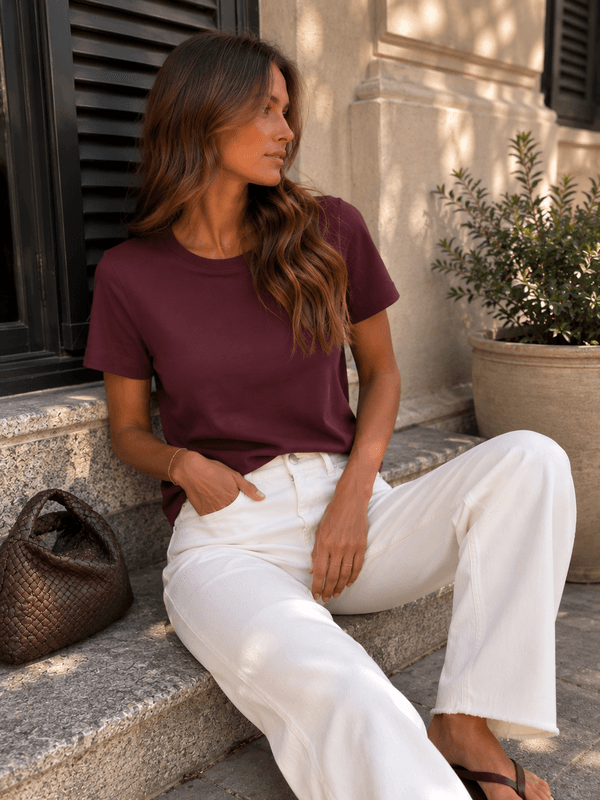 Aware Awnaima Box Fit T-Skjorte Burgunder