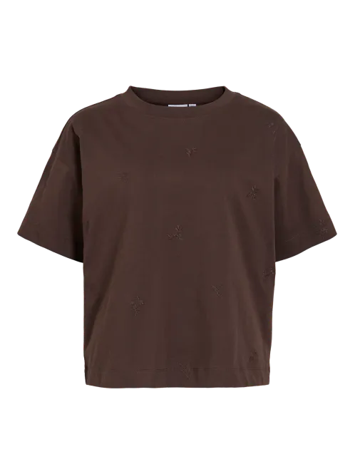 Hovedbilde Vila Vimonie T-skjorte Brun Broderte Brune ...