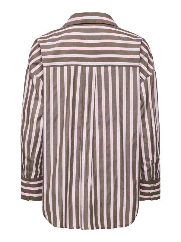 Only Onloregon Alva Stripete Skjorte Brun/Rosa