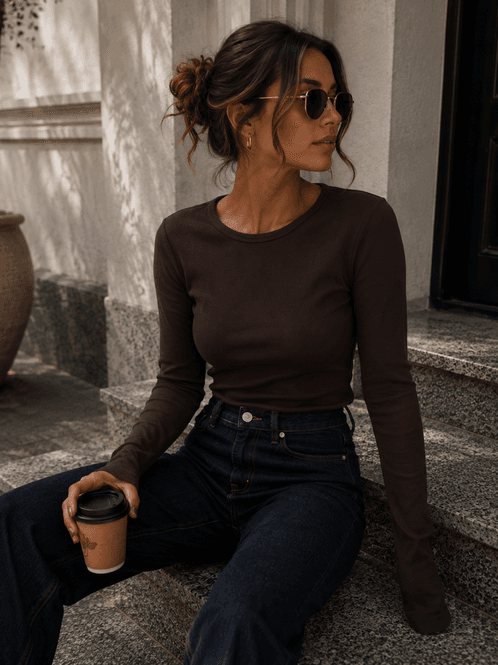 Hovedbilde Vero Moda Vmchloe Basic Langermet Ribbet Topp ...