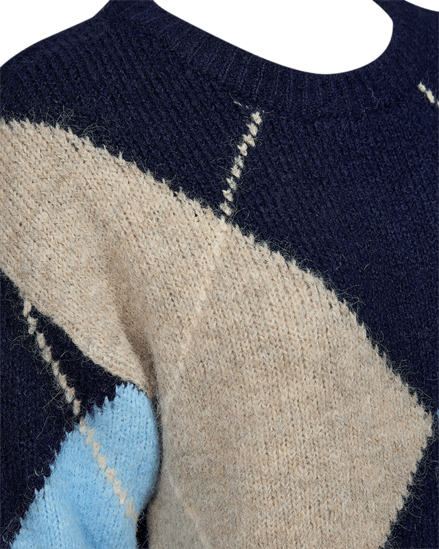 Freequent Fqgrslulu Argyle Strikkegenser Navy