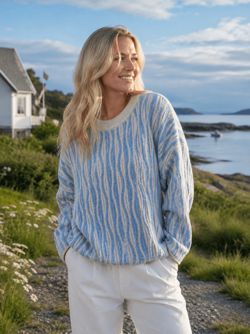 Hovedbilde Vero Moda Vmjosie Strikkegenser Lyseblå & Hvit ...