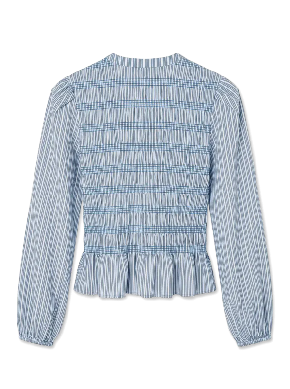 Vero Moda Vmemery Smock Topp Lyseblå Stripet