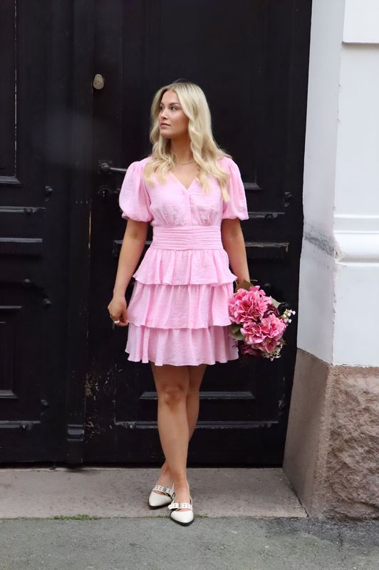 Vero Moda Vmlise  V-Hals Kort Kjole Rosa